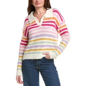 Color Block Womens  Wool-Blend Polo Sweater, Pink